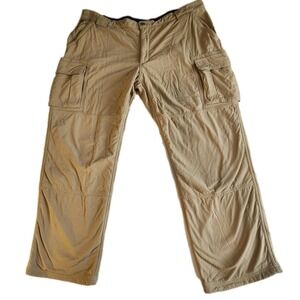 DULUTH TRADING Lined Cargo Pants Mens 3XL x 32 Beige Nylon Fleece Lined